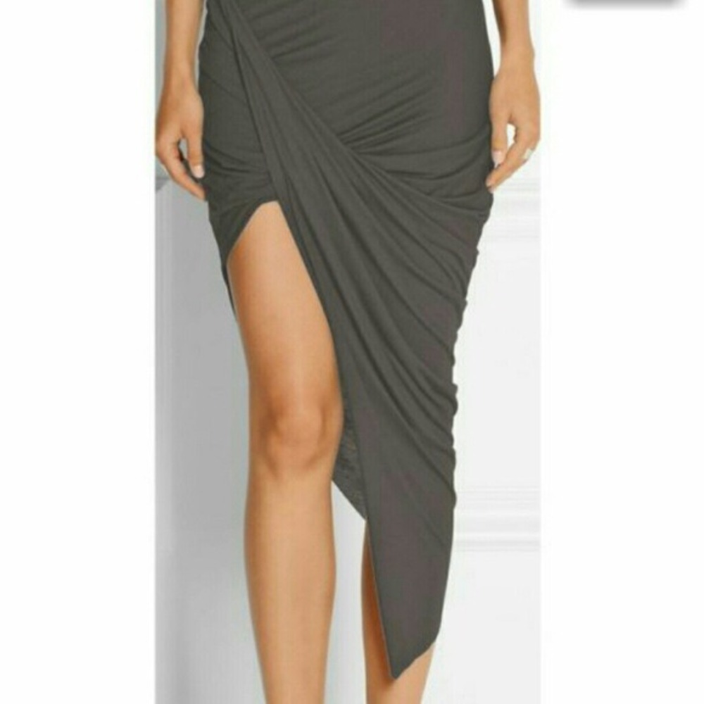 Helmut Lang grey asymmetrical wrap skirt